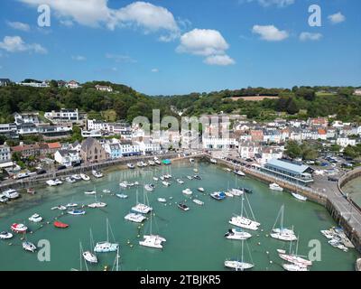 St. Port d'Aubin et ville Jersey Channel Islands drone, aérien Banque D'Images