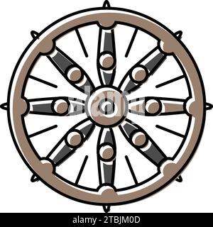 dharma wheel dharmachakra color icon vector illustration Stock Vector