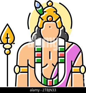 illustration vectorielle d'icône de couleur indienne de kartikeya god Illustration de Vecteur