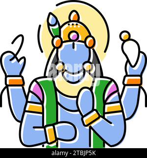 vishnu god illustration vectorielle d'icône de couleur indienne Illustration de Vecteur