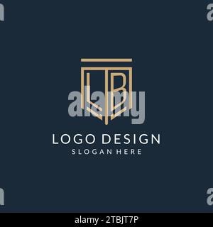 Logo initial LB Shield style monoline, graphique vectoriel de conception de logo monogramme moderne et de luxe Illustration de Vecteur