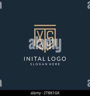 Logo initial XS Shield style monoline, graphique vectoriel de conception de logo monogramme moderne et de luxe Illustration de Vecteur
