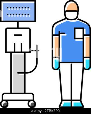 illustration vectorielle de l'icône couleur du ventilateur du thérapeute respiratoire Illustration de Vecteur