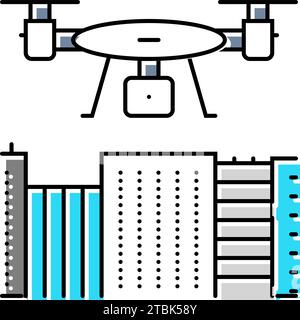 illustration vectorielle d'icône couleur de cartographie de drone Illustration de Vecteur