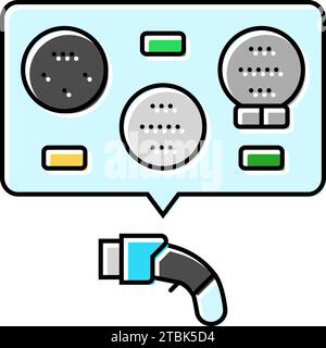 illustration vectorielle d'icône couleur électrique de types de chargeur ev Illustration de Vecteur