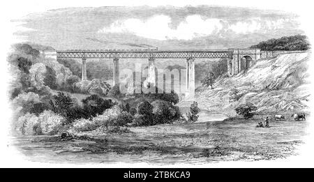 Ouverture du South Durham and Lancashire Union Railway : le Viaduc de Tees, 1861. Banque D'Images