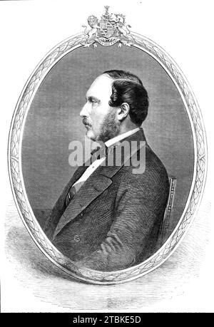 Feu son Altesse Royale le Prince Consort, d'après une photographie prise peu avant sa mort par Mayall, 1861. Le prince Albert, époux de la reine Victoria, est décédé après avoir reçu un diagnostic de fièvre typhoïde. Albert meurt à 10:50 heures le 14 décembre 1861 dans la salle bleue du château de Windsor, en présence de la reine et de cinq de leurs neuf enfants. Il avait 42 ans. Le diagnostic contemporain était la fièvre typhoïde, mais les auteurs modernes ont souligné que les douleurs d'estomac persistantes d'Albert, qui l'ont laissé malade pendant au moins deux ans avant sa mort, peuvent indiquer qu'une maladie chronique telle que la maladie de Crohn Banque D'Images