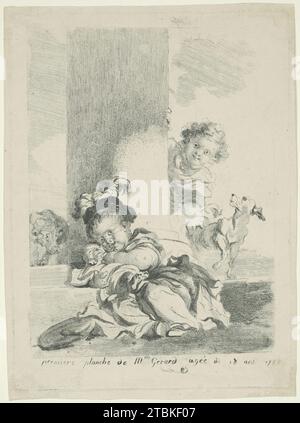 L'enfant et le chat, 1778. Banque D'Images