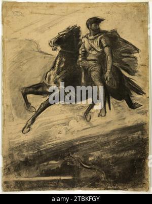 Man Riding a Horse Through the Air, 1860&#x2013;70. Banque D'Images