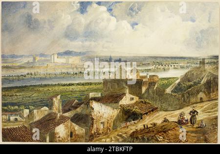 Vue d'Avignon (depuis Villeneuve les Avignon), 1823/69. Banque D'Images