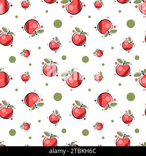 Texture sans couture avec des pommes sur fond blanc Illustration de Vecteur