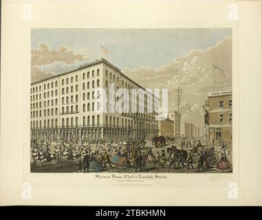 Sherman House, Clark and Randolph Streets, érigé en 1860-61, Chicago, publié en octobre 1926. Banque D'Images