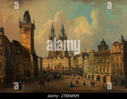 La place de la Vieille ville à Prague, 1864. Banque D'Images