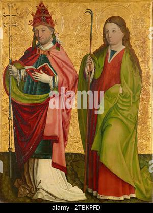 Saints Grégoire et Agathe, ou Saints Erasmus et Barbara, 1480. Banque D'Images