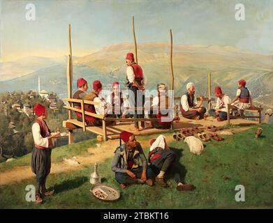 Café turc à Sarajevo, 1897. Banque D'Images