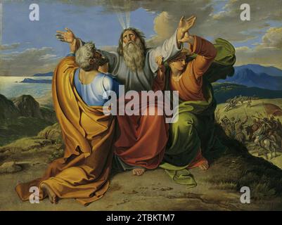 Moïse priant avec Aaron et Hur sur le mont Horeb, 1832. Banque D'Images