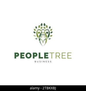Inspiration du logo de l'arbre des gens Illustration de Vecteur
