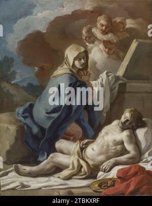 Piet&#xe0;, c1725-1730. Un Piet&#xe0 ; (signifiant compassion en italien) est l'image de la Vierge Marie pleurant son fils mort. Dans la Bible, elle pleure avec les autres. L'isoler concentre l'attention du spectateur sur sa souffrance et sa compassion pour la souffrance de son fils, offrant ainsi l'exemple ultime pour les catholiques pieux. Banque D'Images