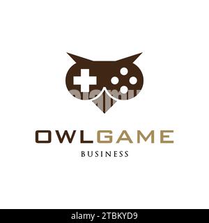 Modèle de conception de logo d'icône de console de jeux Owl Illustration de Vecteur