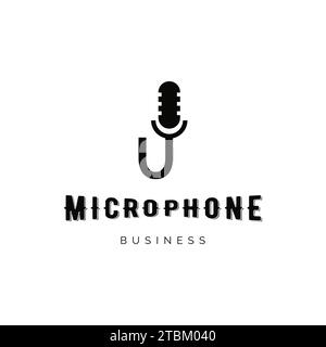 Lettre initiale U logo de l'icône du microphone inspiration Illustration de Vecteur