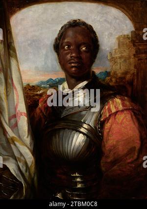 Ira Aldridge dans le rôle d'Othello de Shakespeare, c1826. Le sujet de cette œuvre montre une ressemblance marquée avec le célèbre acteur afro-américain ira Aldridge (1807-1867), salué comme l’un des plus grands acteurs tragiques de son époque, il a gagné une renommée en Europe pour ses rôles shakespeariens, dont Lear, Macbeth et, plus connu, Othello. Le 10 octobre 1825, Aldridge fait ses débuts européens, faisant de lui le premier acteur afro-américain à s'établir professionnellement dans un pays étranger (au Royal Coburg Theatre de Londres). L'année suivante, il joue Othello. Au moment de sa mort en 1867 h. Banque D'Images