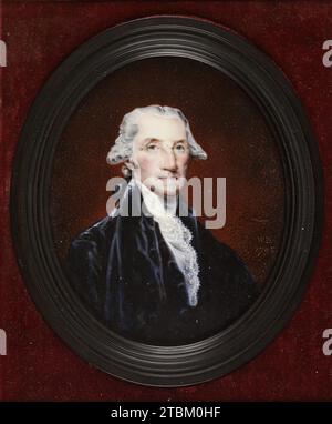 George Washington, 1798. Cette miniature, du premier président des États-Unis, est d'après le "portrait de Vaughan" de Washington par Gilbert Stuart. Banque D'Images