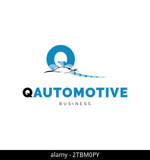 Lettre initiale Q inspiration de conception de logo d'icône automobile Illustration de Vecteur