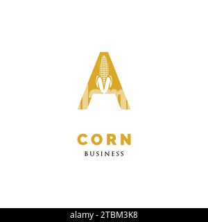 Lettre initiale A modèle de conception de logo d'icône de maïs Illustration de Vecteur