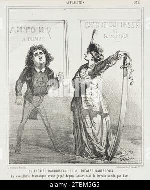 Le th&#xe9;&#xe2;tre d'aujourd'hui et le th&#xe9;&#xe2;tre d'autrefois. La Coutellerie dramatique ayant gagn&#xe9 ; depuis Antony tout le terrain perdu par l'art, 1867. Dans Actualit&#xe9;s. Banque D'Images