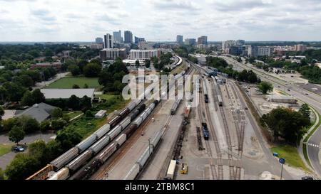 Trains de marchandises à Raleigh Caroline du Nord Banque D'Images