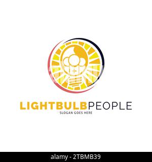 Lightbulb People Group icône Vector logo modèle Illustration Design Illustration de Vecteur