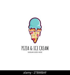 Ice Cream et Pizza icône Vector logo modèle Illustration Design Illustration de Vecteur