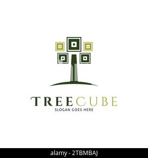 Tree Cube icône Vector logo modèle Illustration Design Illustration de Vecteur