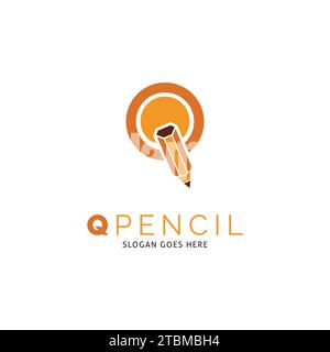 Lettre initiale Q crayon icône Vector logo modèle Illustration Design Illustration de Vecteur