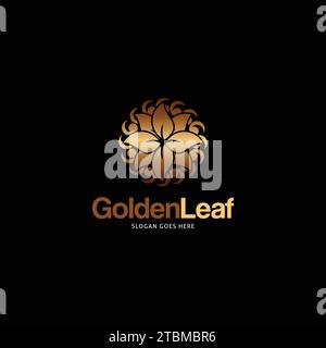 Modèle de conception de logo Golden Leaf illustration d'icône vectorielle Illustration de Vecteur