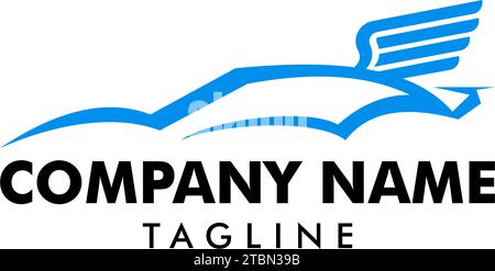 Symbole de logo de voiture et d'ailes ou modèle d'icône Illustration de Vecteur