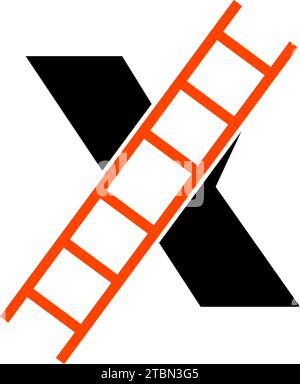 Lettre X avec logo escalier, industriel, réparation, outils, service et maintenance logo Illustration de Vecteur
