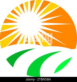 Modèle de conception de logo Sun Farm nature Illustration de Vecteur