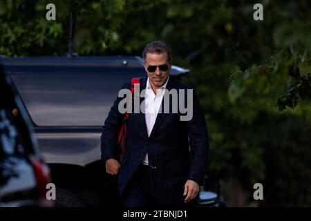 Washington, États-Unis. 08 décembre 2023. La photo du dossier datée du 25 juin 2023 montre que Hunter Biden arrive au fort Lesley J. McNair à Washington, DC, États-Unis. Hunter Biden a été inculpé pour neuf accusations fiscales en Californie, devenant le deuxième acte d'accusation contre le fils du président, ajoutant de l'huile à un scandale que les républicains ont saisi dans la perspective des élections de 2024. Photo de Julia Nikhinson/Pool/ABACAPRESS.COM crédit : Abaca Press/Alamy Live News Banque D'Images