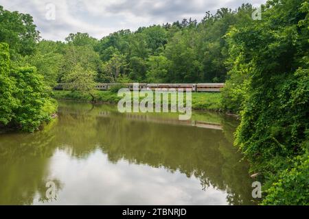 Le Cuyahoga Valley Scenic Railroad passenger tourist Railroad au parc national de Cuyahoga Valley dans l'Ohio Banque D'Images