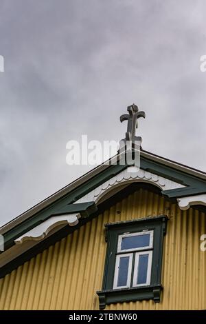 Vue surélevée, détails architecturaux civiques, photo de voyage des rues de Reykjavik, la capitale de l'Islande Banque D'Images