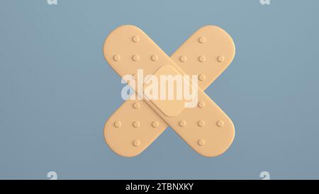 Icône bandage isolée. Panneau médical simple. Style Minimalism de dessin animé. Illustration de rendu 3D. Banque D'Images