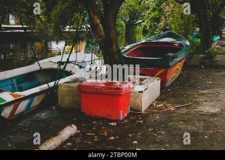 Belles scènes de pêcheurs pêchant dans leurs bateaux à Watala, Colombo, Sri Lanka Banque D'Images