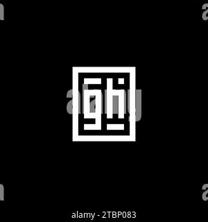 Logo initial GH avec des idées de conception de style de forme rectangulaire carrée Illustration de Vecteur