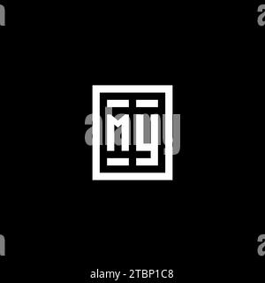 MON logo initial avec des idées de conception de style de forme rectangulaire carrée Illustration de Vecteur