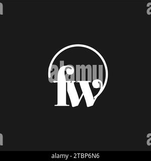 FW logo initiales monogramme avec des lignes circulaires, design de logo minimaliste et propre, graphique vectoriel de style simple mais chic Illustration de Vecteur