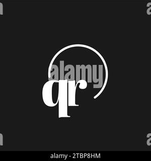 QR logo initiales monogramme avec des lignes circulaires, design de logo minimaliste et propre, graphique vectoriel de style simple mais classe Illustration de Vecteur