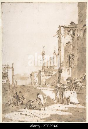 Joueurs de dés dans une place vénitienne 1937 par Francesco Guardi Banque D'Images