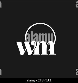 WM logo initiales monogramme avec des lignes circulaires, design de logo minimaliste et propre, graphique vectoriel de style simple mais classe Illustration de Vecteur