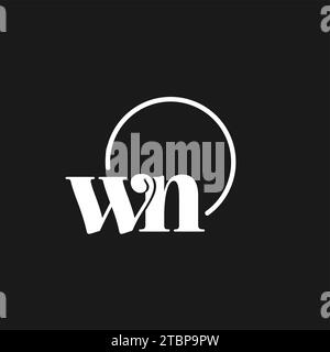 WN logo initiales monogramme avec des lignes circulaires, design de logo minimaliste et propre, graphique vectoriel de style simple mais classe Illustration de Vecteur